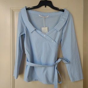 NWT Zara off shoulder wrap shirt size M US 6